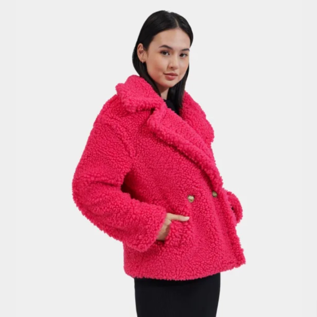 Ugg Women's Gertrude Short Teddy Coat Cerise (Hot Pink)